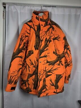 Field & Stream Hunting Orange Camo Quilted Jacket Men's Size L  Style 8968